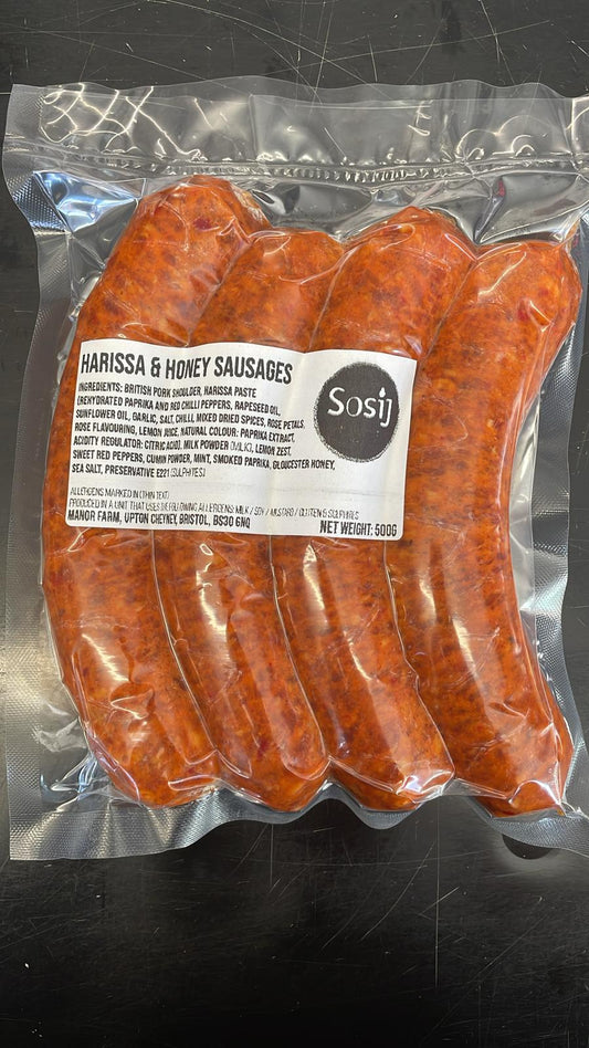 Pork, Harissa and Honey Sausages